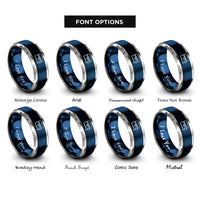font options for inside engraving on blue & gray treasure chest key rings