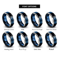 font options for inside engraving on blue & silver treasure chest key rings