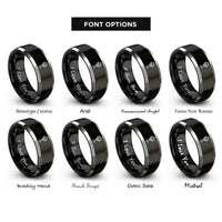 font options for inside engraving on black & gray treasure key skull rings