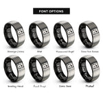 font options for inside engraving on black & grey treasure map rings