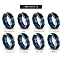 font options for inside engraving on blue & grey treasure map rings