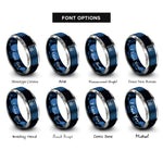 font options for inside engraving on blue & grey treasure map compass rings