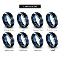 font options for inside engraving on blue & grey treasure map compass rings