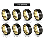 font options for inside engraving on black & gold treble clef rings