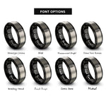 font options for inside engraving on black & silver treble clef rings
