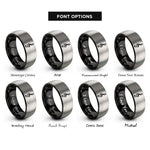 font options for inside engraving on black & gray treble clef rings