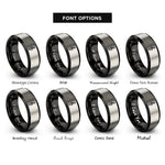 font options for inside engraving on black & gray treble clef rings