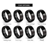 font options for inside engraving on black treble clef rings