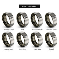 font options for inside engraving on gunmetal & gray treble clef rings