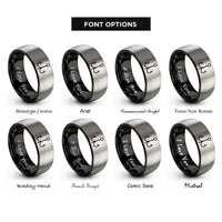 font options for inside engraving on black & gray treble hook rings
