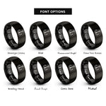 font options for inside engraving on black treble hook rings