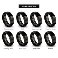 font options for inside engraving on black tree branch rings