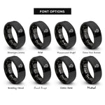 font options for inside engraving on black tree heart roots rings
