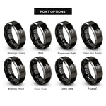 font options for inside engraving on black & grey tree knotwork rings