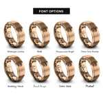 font options for inside engraving on rose gold tree knotwork rings