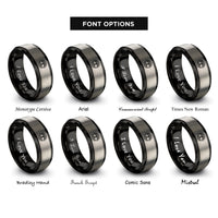 font options for inside engraving on black & gray tree life rings