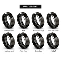 font options for inside engraving on black & silver tree life rings