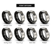 font options for inside engraving on black & gray tree life rings
