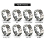 font options for inside engraving on grey tree line moon rings
