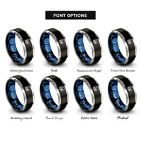 font options for inside engraving on black & blue & silver tree moon rings