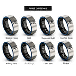 font options for inside engraving on black & blue & silver tree moon rings