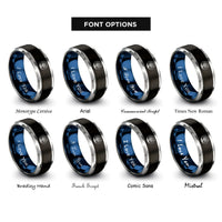 font options for inside engraving on black & blue & silver tree moon rings
