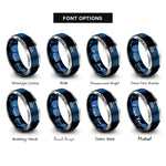 font options for inside engraving on blue & gray tree moon rings