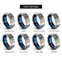 font options for inside engraving on blue & silver tree moon rings