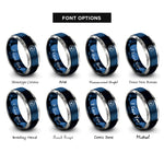 font options for inside engraving on blue & silver tree moon rings