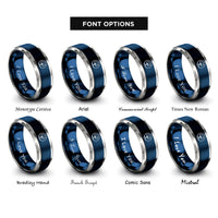 font options for inside engraving on blue & silver tree moon rings