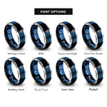 font options for inside engraving on blue & gray tree moon rings