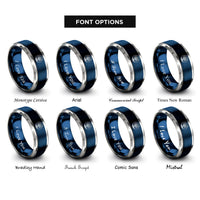 font options for inside engraving on blue & gray tree moon rings