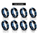 font options for inside engraving on blue & gray tree moon rings