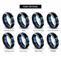 font options for inside engraving on blue & gray tree moon rings