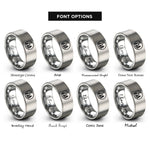 font options for inside engraving on silver tree moon rings
