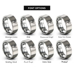 font options for inside engraving on silver tree moon rings