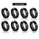 font options for inside engraving on black & grey tree nest circle rings