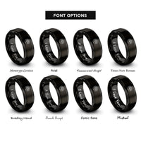 font options for inside engraving on black tree nest circle rings