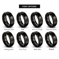 font options for inside engraving on black tree nest circle rings