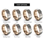 font options for inside engraving on rose gold & gray tree of life rings