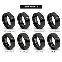 font options for inside engraving on black tree planter saplings rings