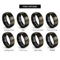 font options for inside engraving on gunmetal & black tree planter saplings rings