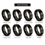 font options for inside engraving on gunmetal & black tree ring rings