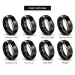 font options for inside engraving on black & silver tree rings rings