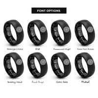 font options for inside engraving on black tree rings rings
