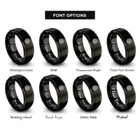 font options for inside engraving on black tree rings rings