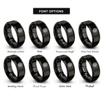 font options for inside engraving on black tree rings rings