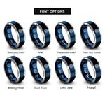 font options for inside engraving on blue & gray tree rings rings
