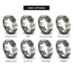 font options for inside engraving on gray tree rings rings