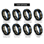 font options for inside engraving on gunmetal & blue tree rings rings